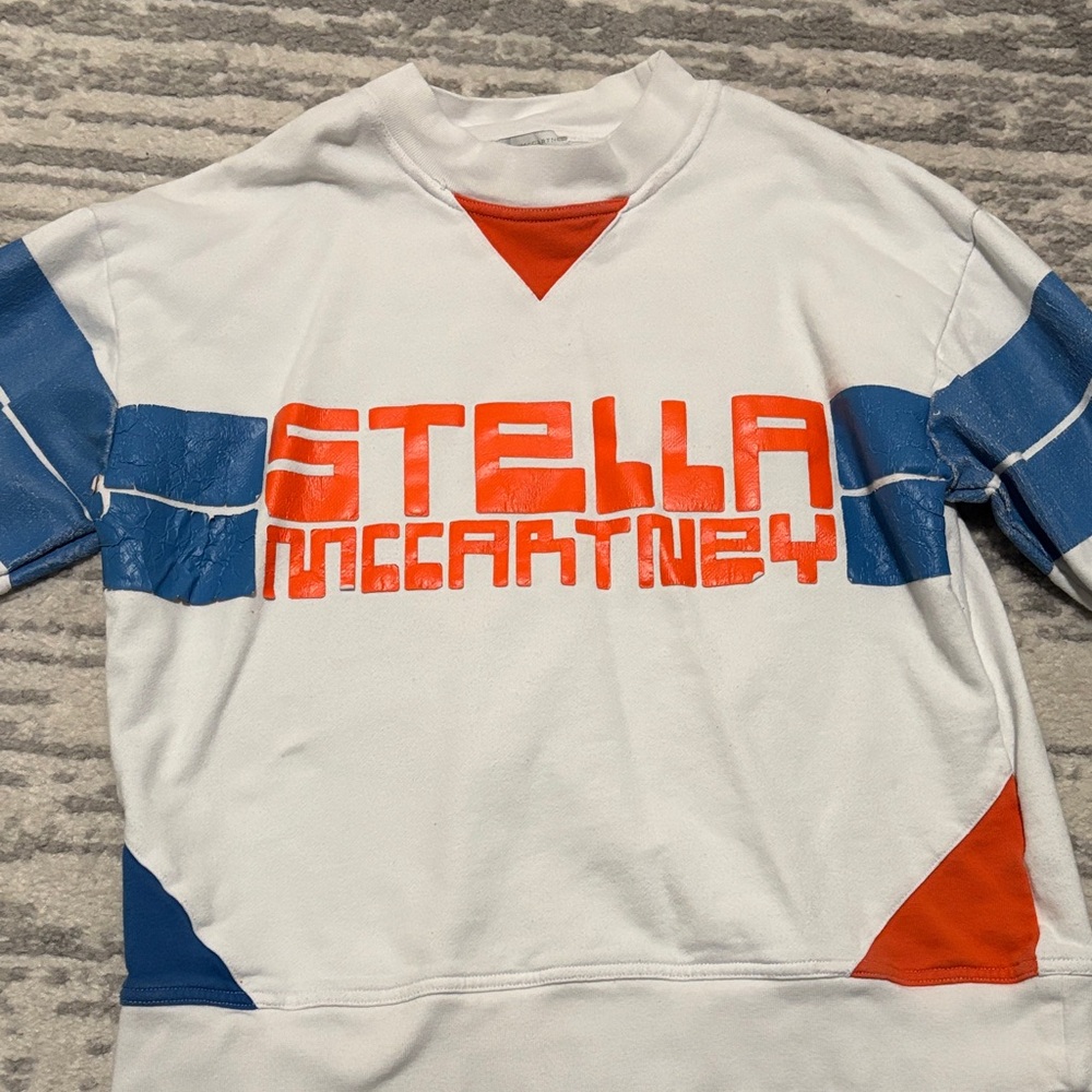 Stella McCartney White Sweatshirt with Blue and Red Accents